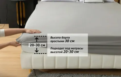 Простыня на резинке RROCE004 сатин Элитный Viva-Home Textile Простыня на резинке RROCE004 сатин Элитный Viva-Home Textile